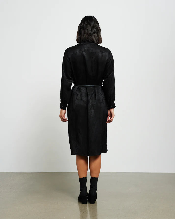 EVA SHIRT DRESS - BLACK JACQUARD
