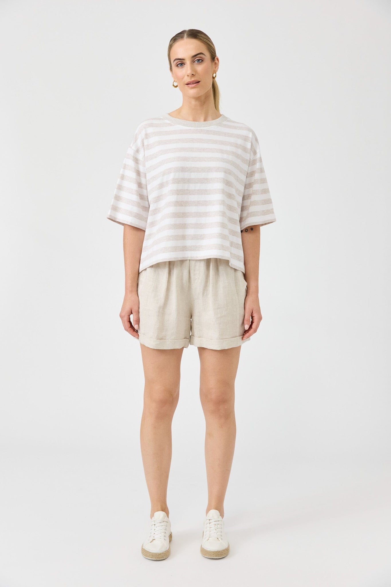 Studio Stripe Tshirt - Stone
