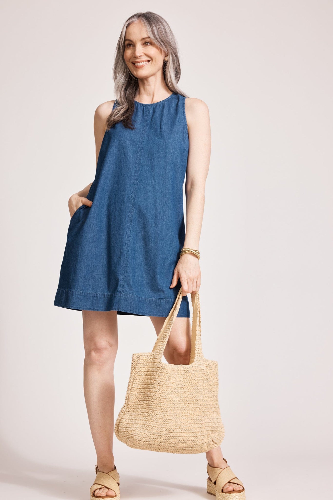 Melenia Denim Tank Dress - Indigo