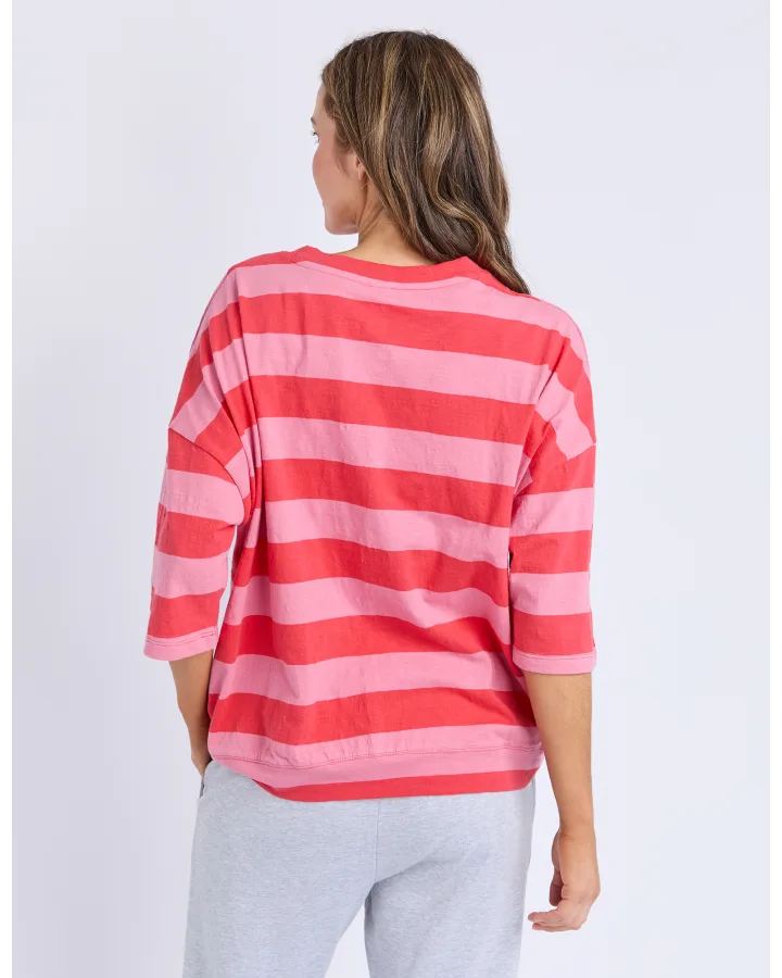 Mazie Block Stripe Sweat Caynne/Chateau Rose