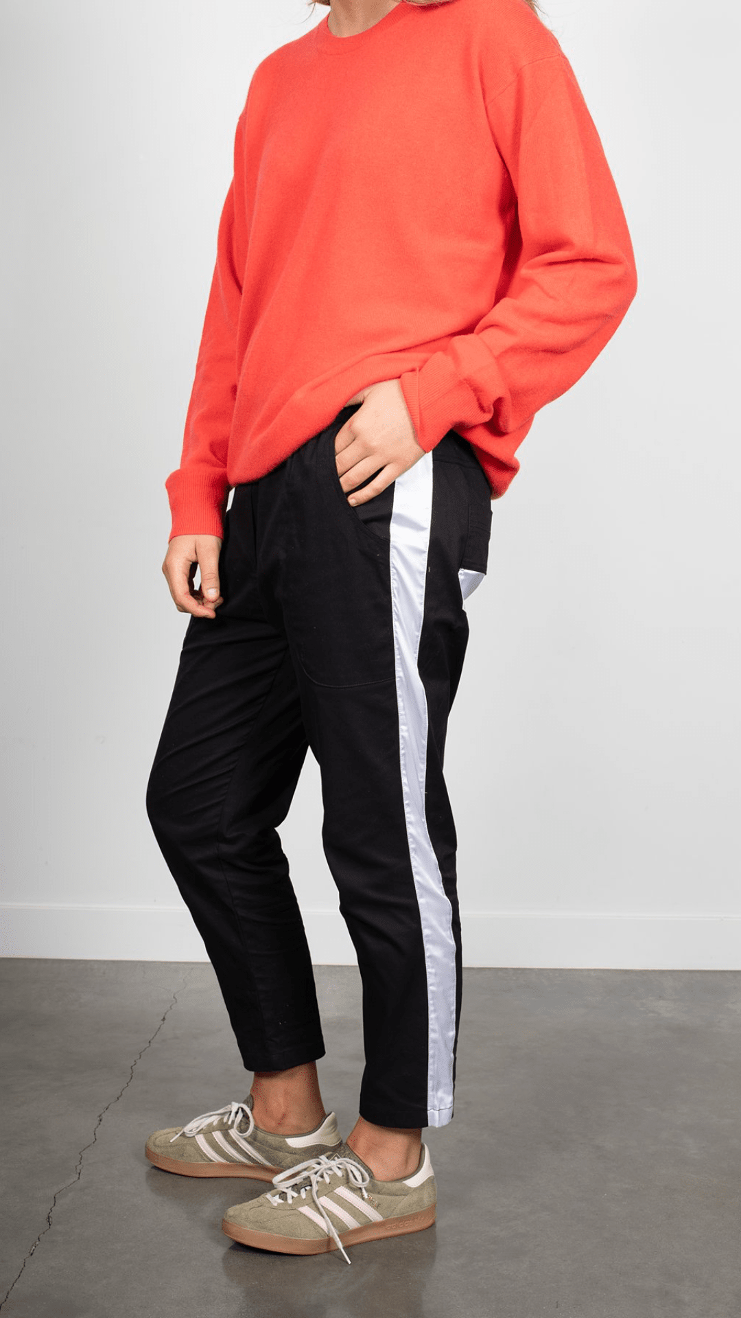 Essential Pant Cotton Twill/W Satin Stripe Ivory