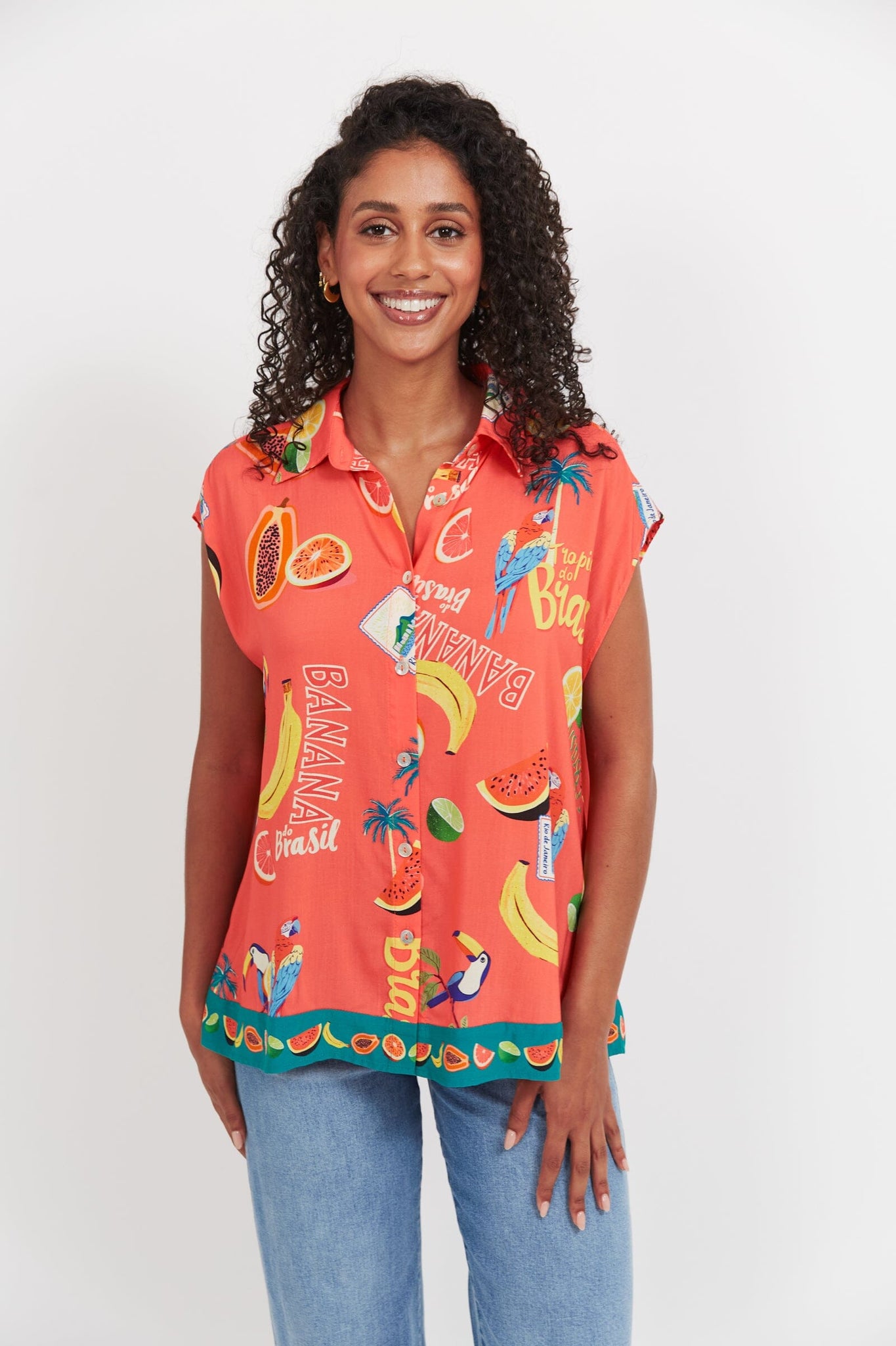 Cabana Sleeveless Shirt - Brasil Coral