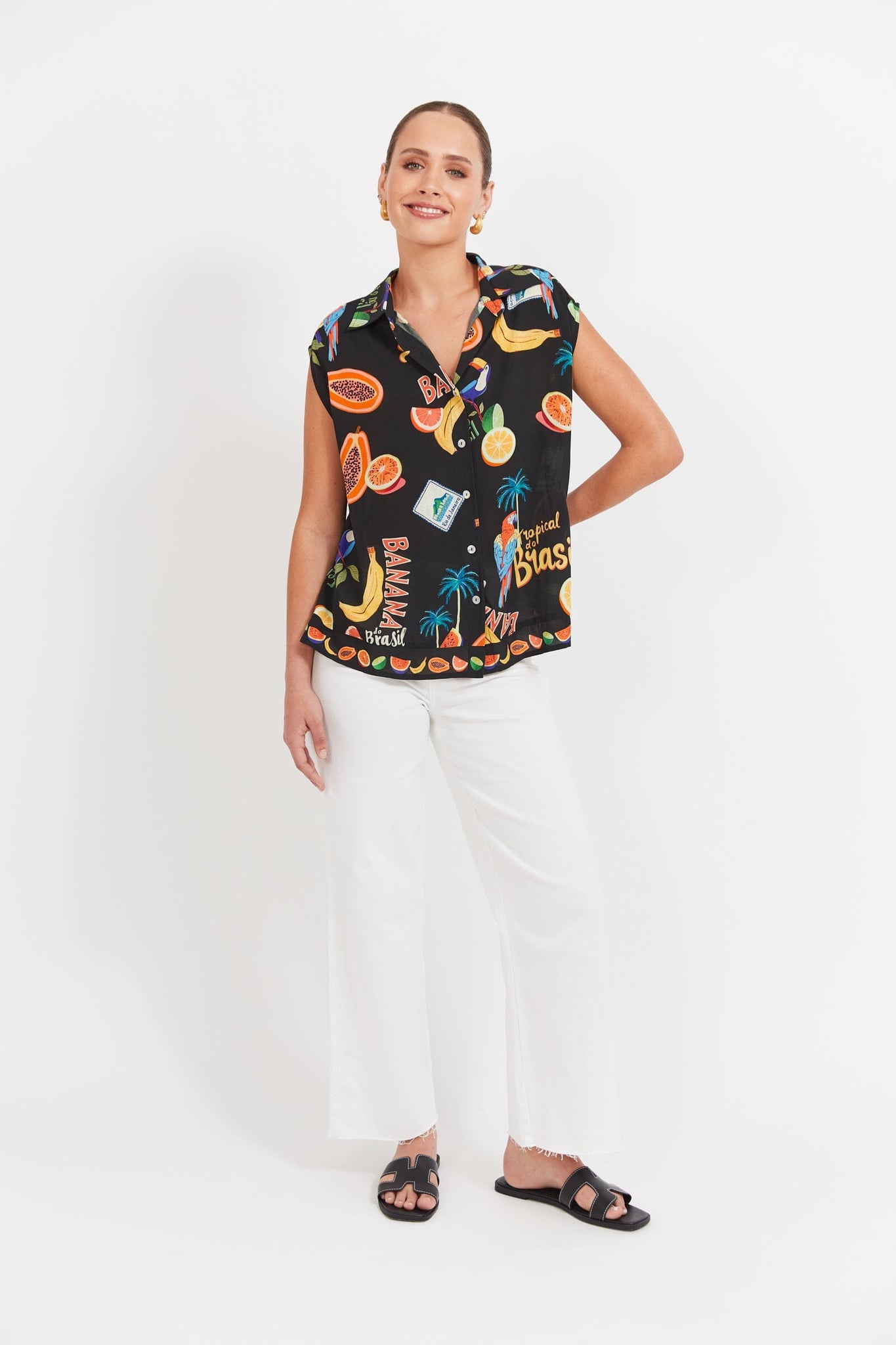 Cabana Sleeveless Shirt - Brasil Black