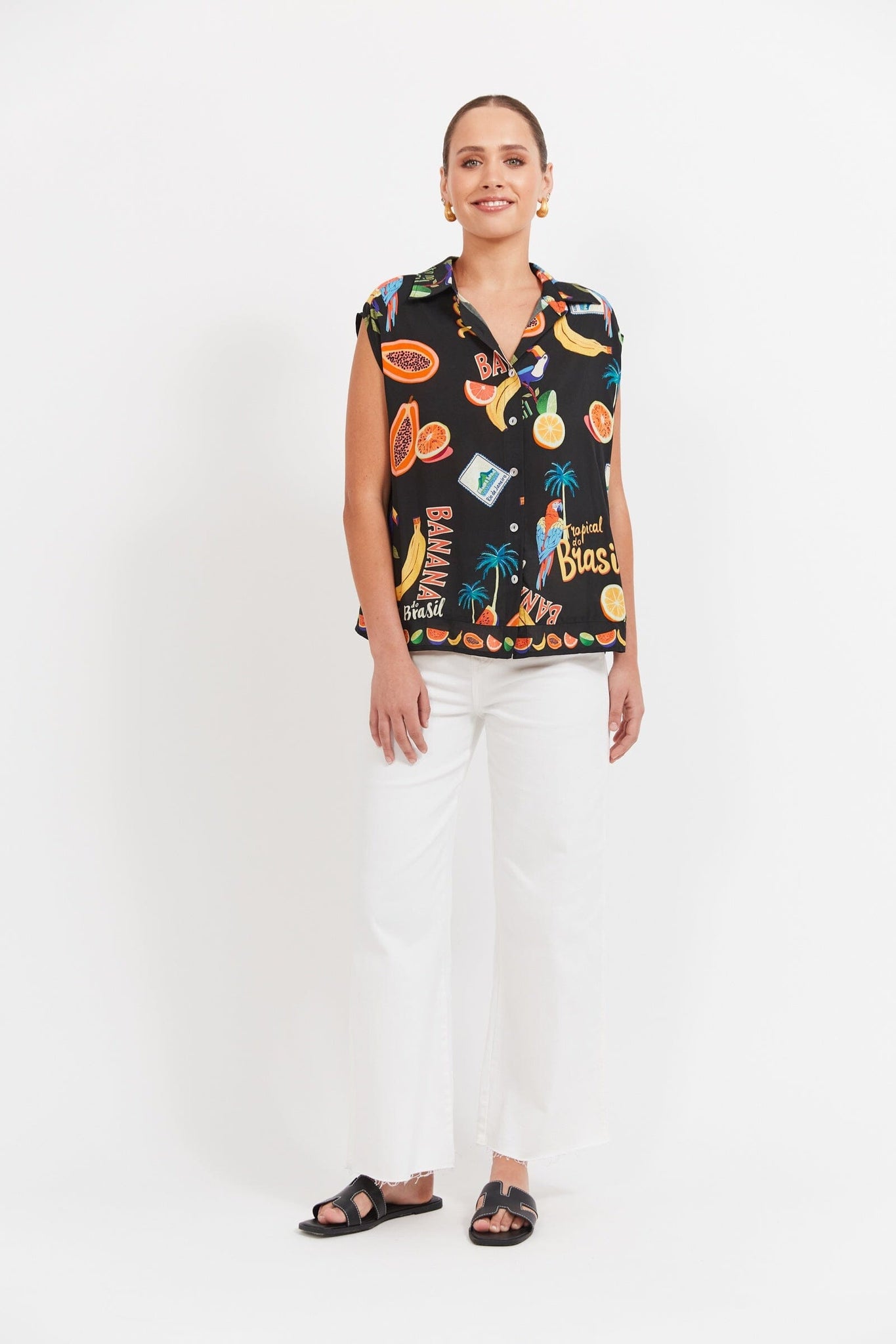 Cabana Sleeveless Shirt - Brasil Black