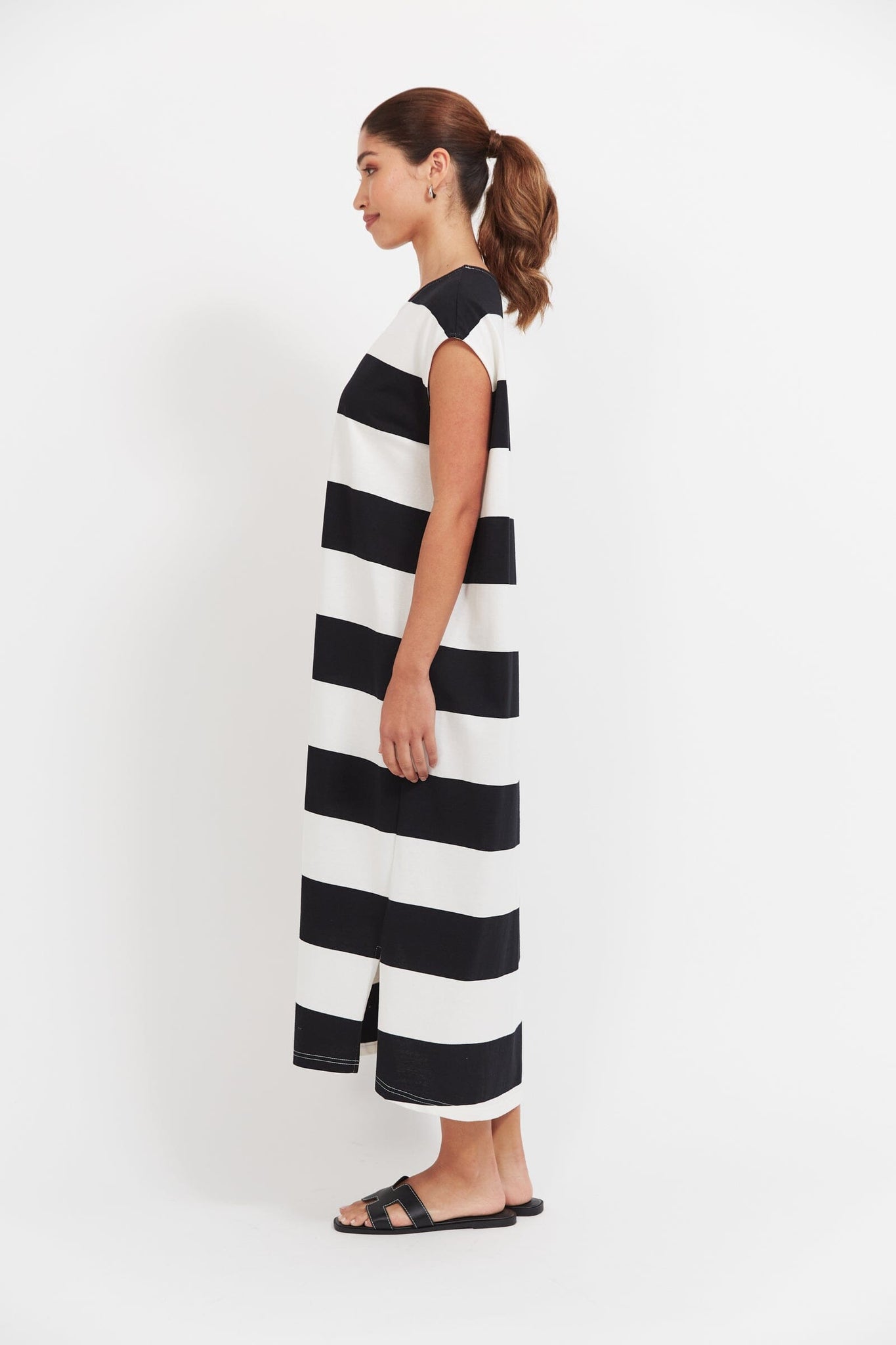 Jardin Stripe Tshirt Dress - Black