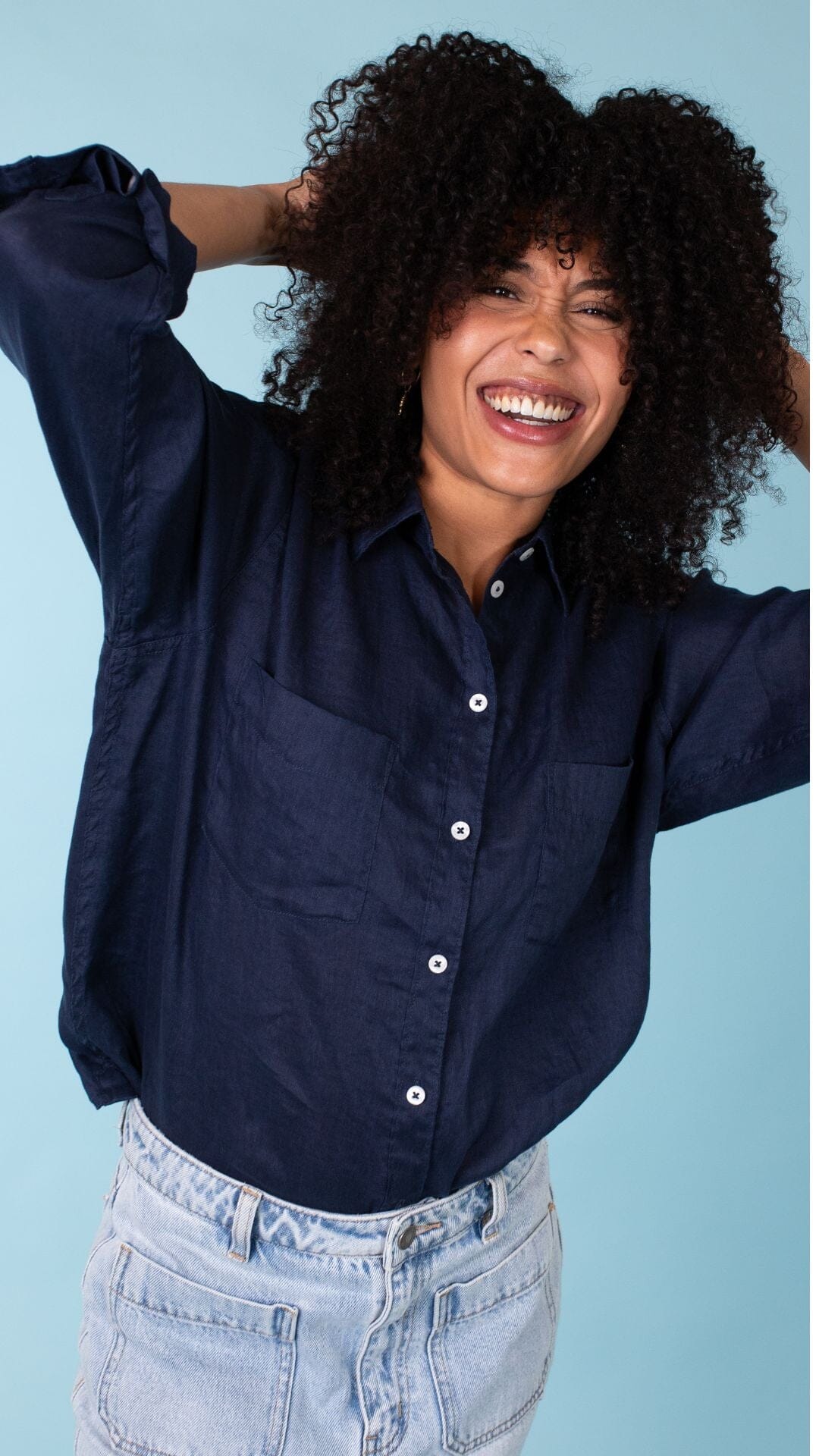 Forever Navy Boyfriend Linen Shirt
