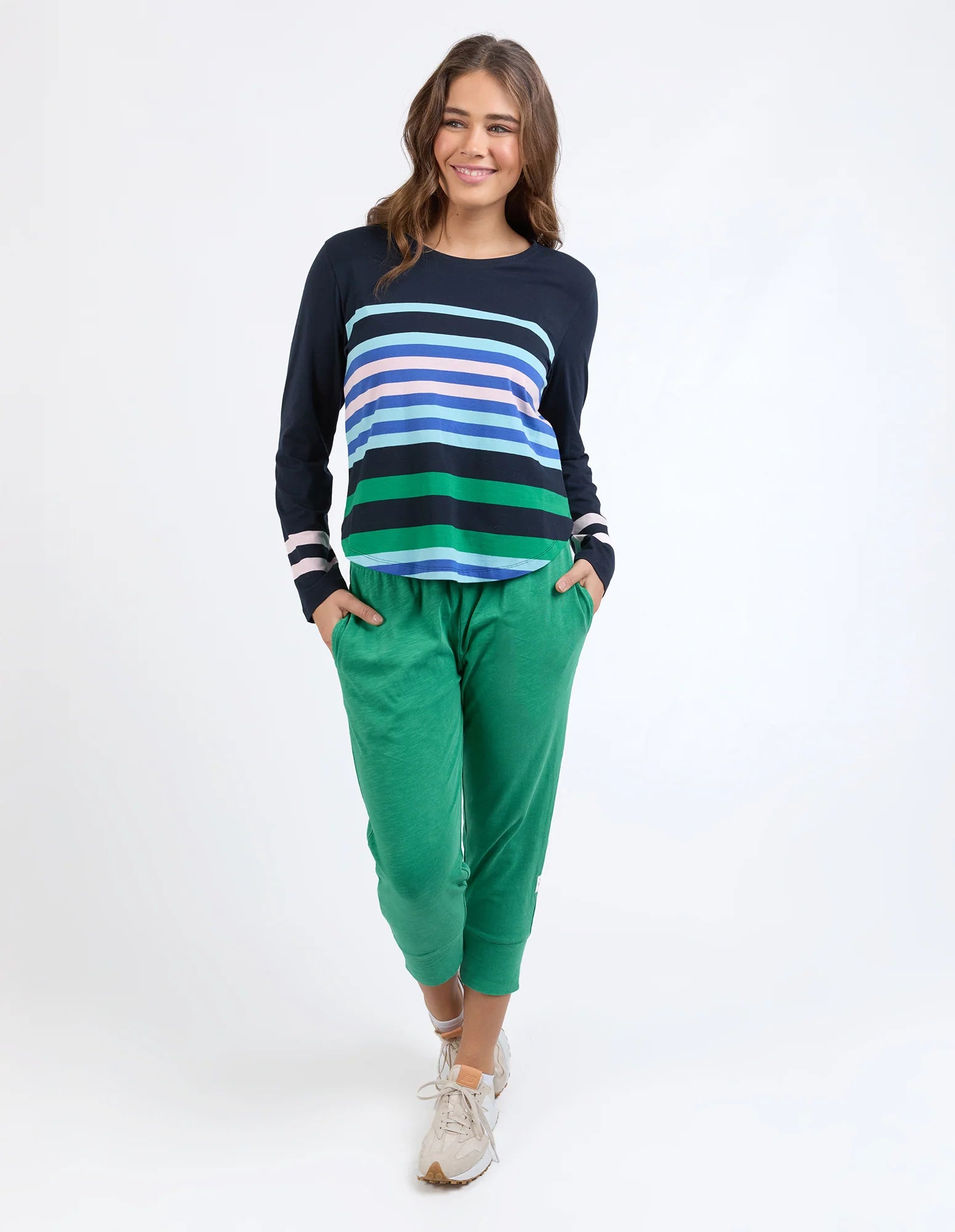 Medley Stripe L/S Tee Navy