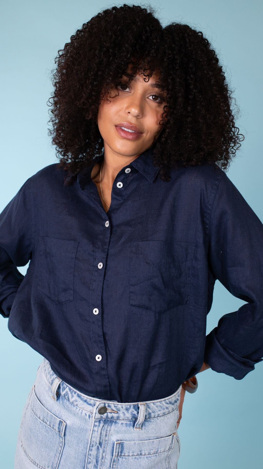 Forever Navy Boyfriend Linen Shirt