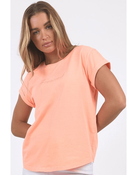 SIGNATURE TEE NEON PEACH