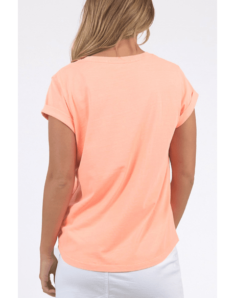 SIGNATURE TEE NEON PEACH