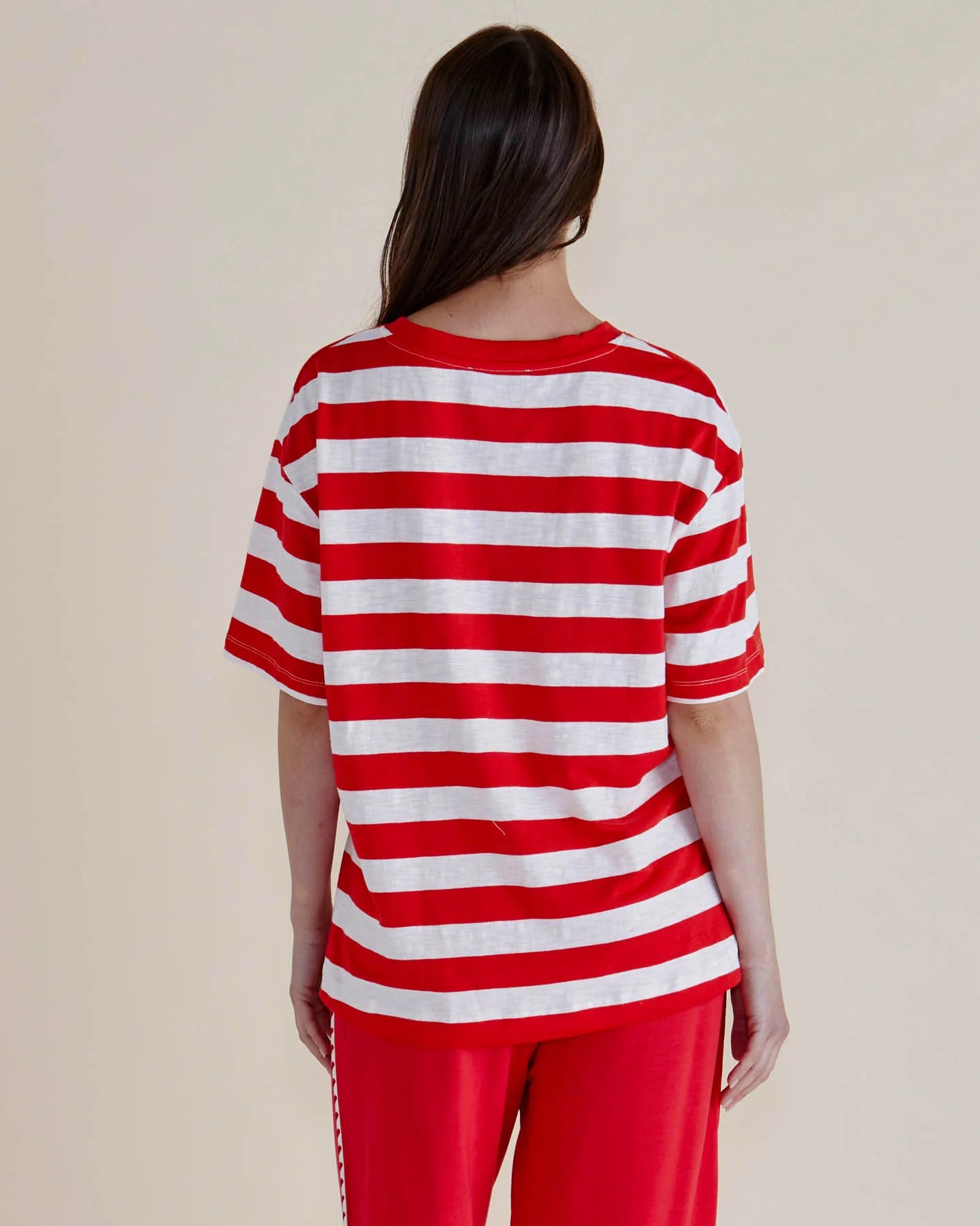 Relax Boxy Tee Red Stripe