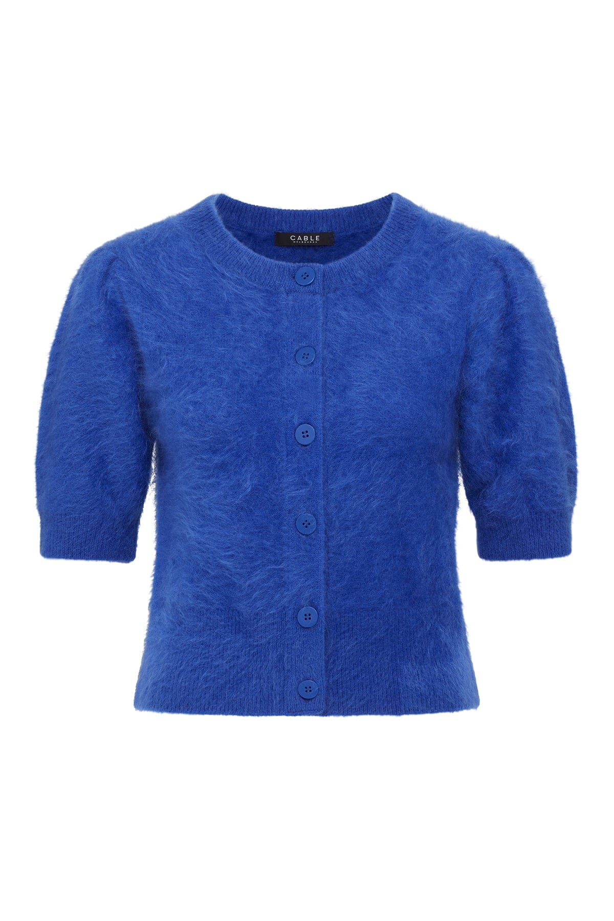 Brushed Pure Cashmere Cardigan - Sapphire