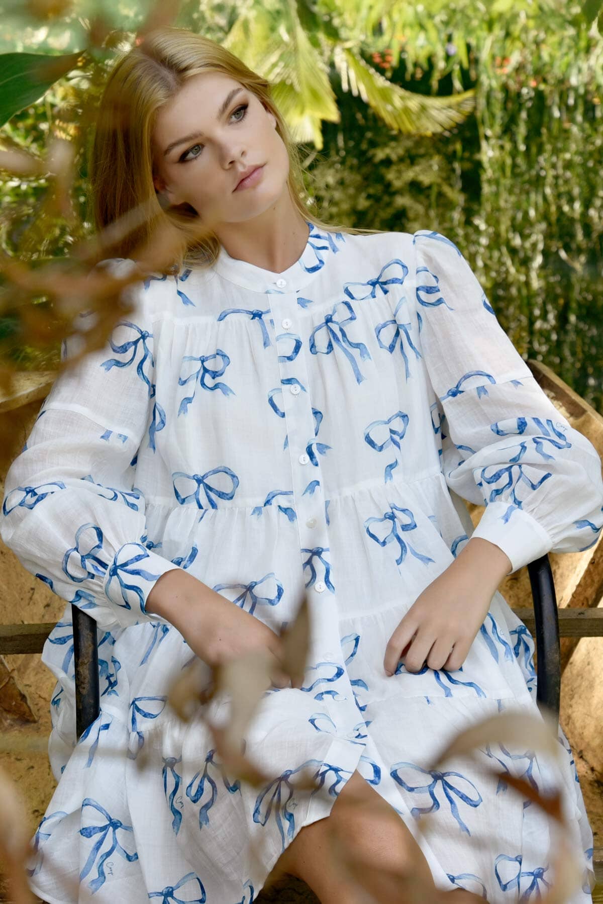 Tier-ific Dress White/Blue