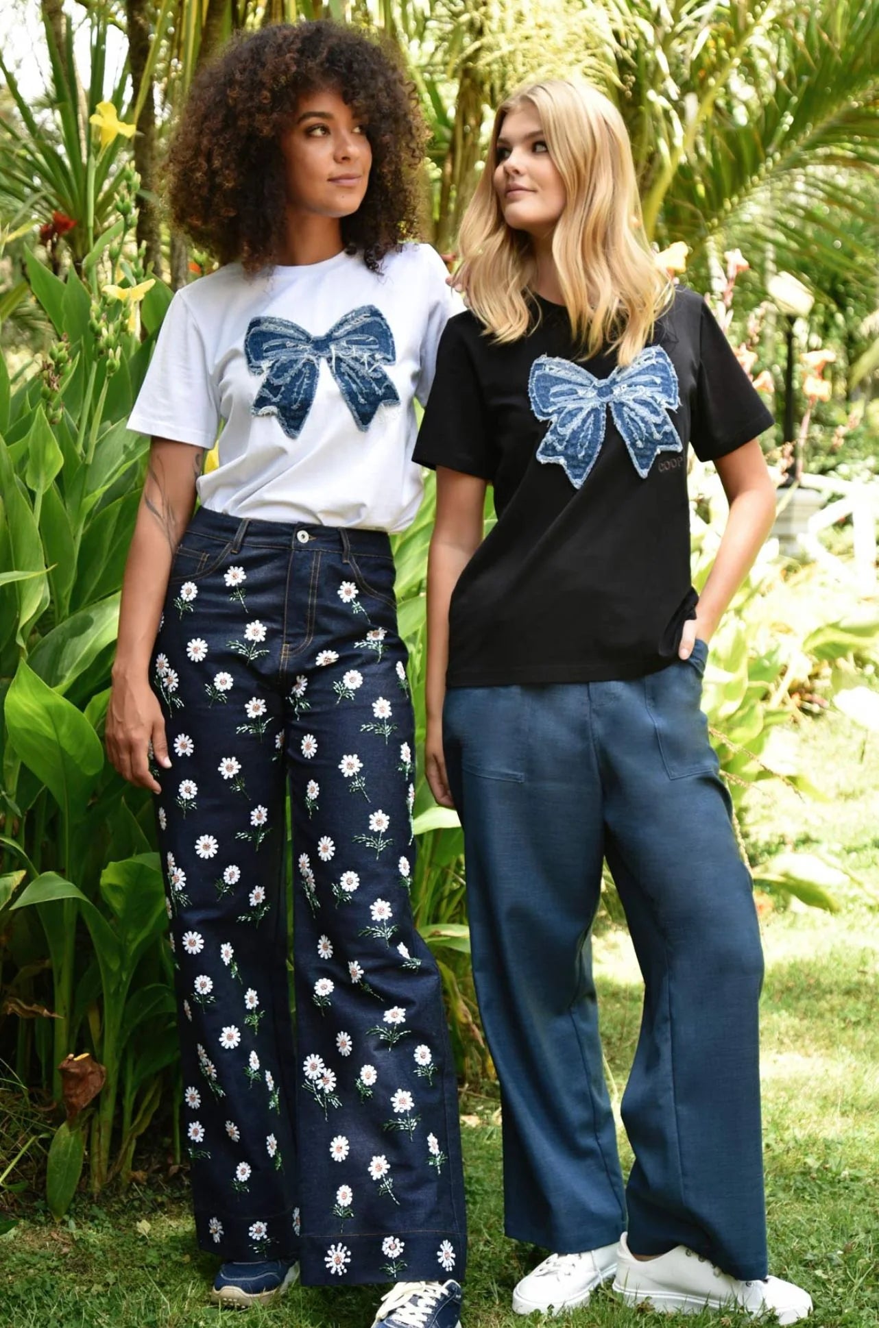 Simply Bowtiful T Shirt White/Denim