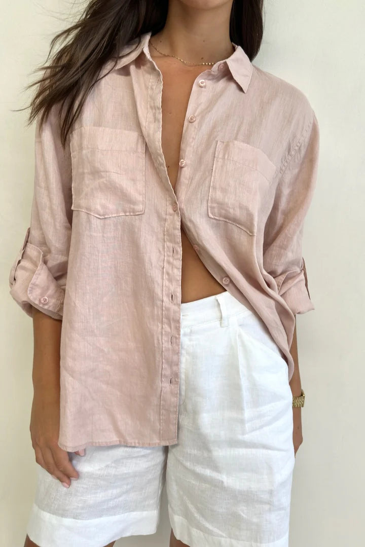 THE BOYFRIEND LINEN SHIRT BLUSH