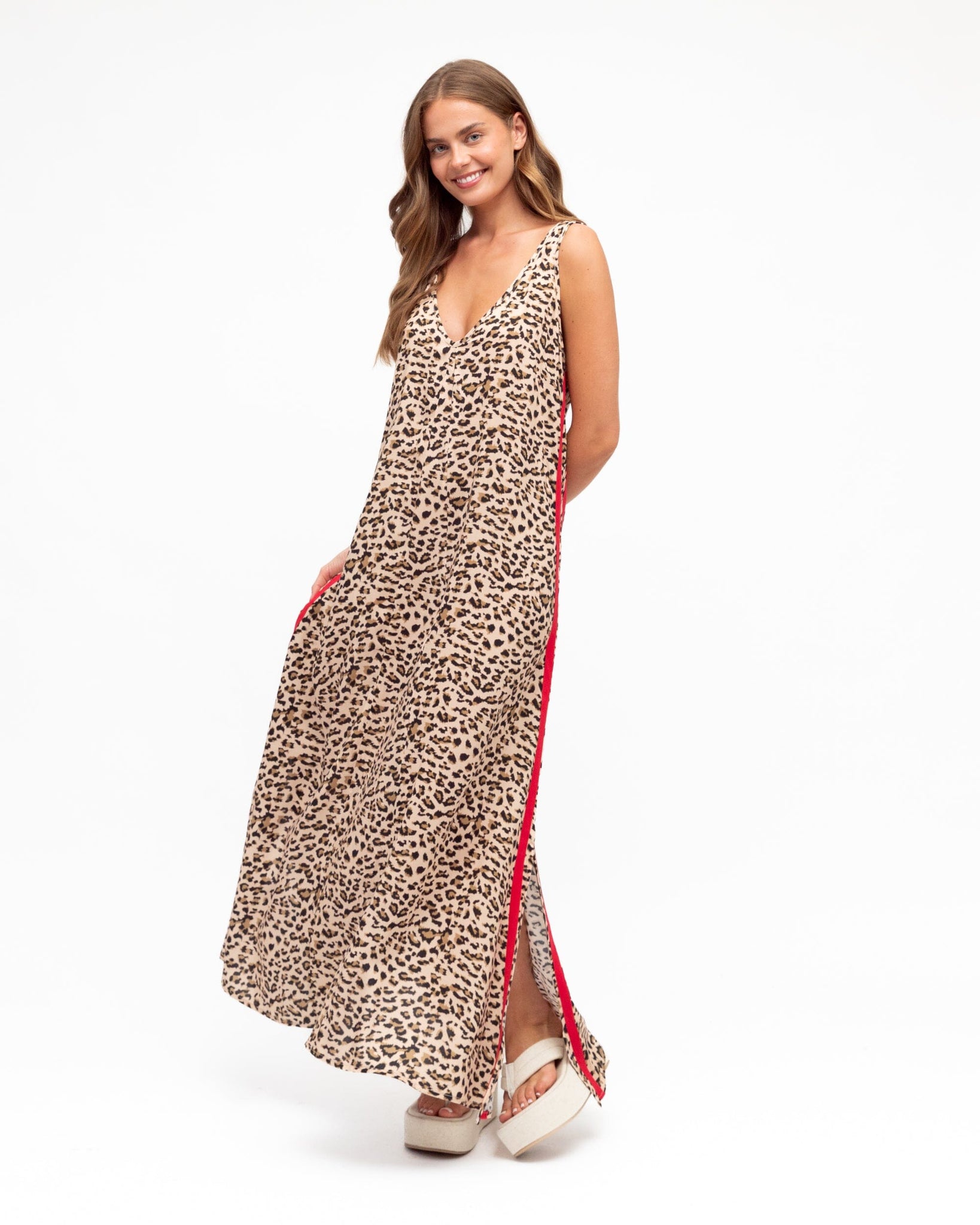 BRITTA BEIGE LEOPARD DRESS.