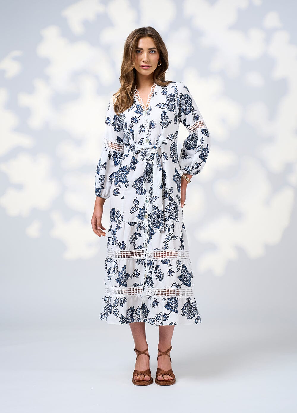Indie Midi Dress Silk White Multi