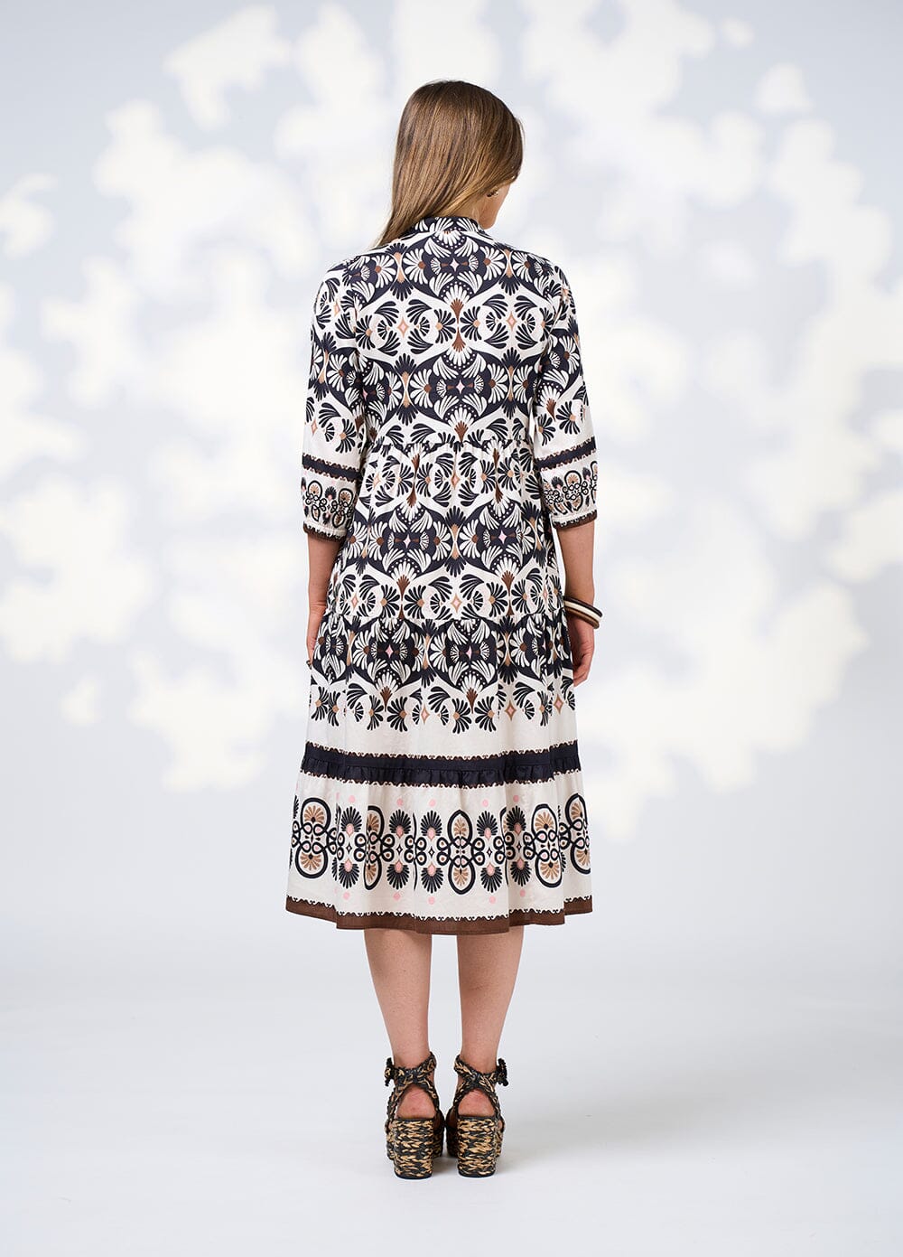 Zoe Midi Dress Ecru Multi