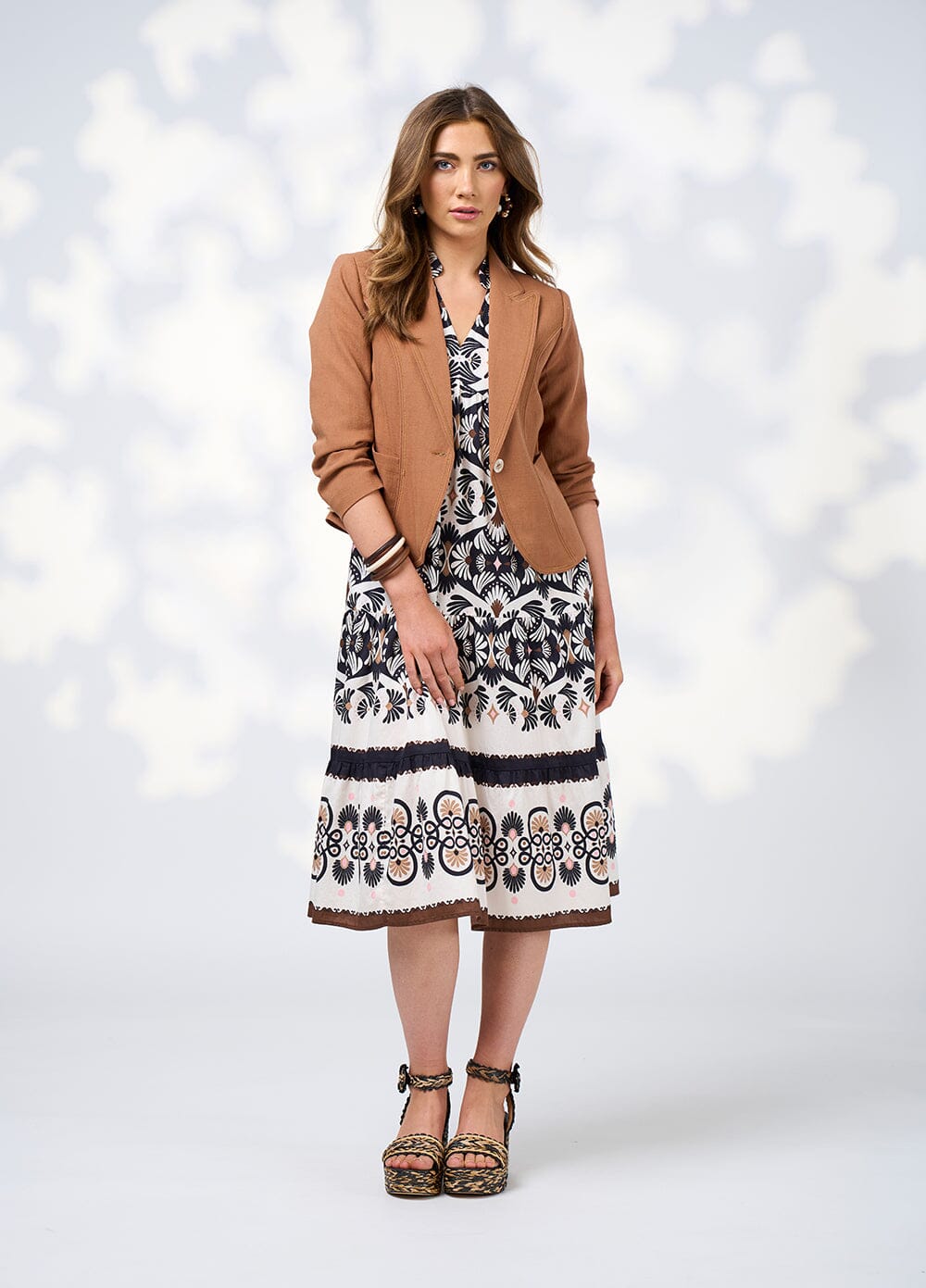 Zoe Midi Dress Ecru Multi