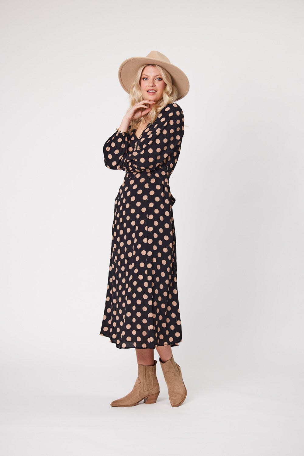 SABRINA DRESS LATTE POLKADOT9420080010057