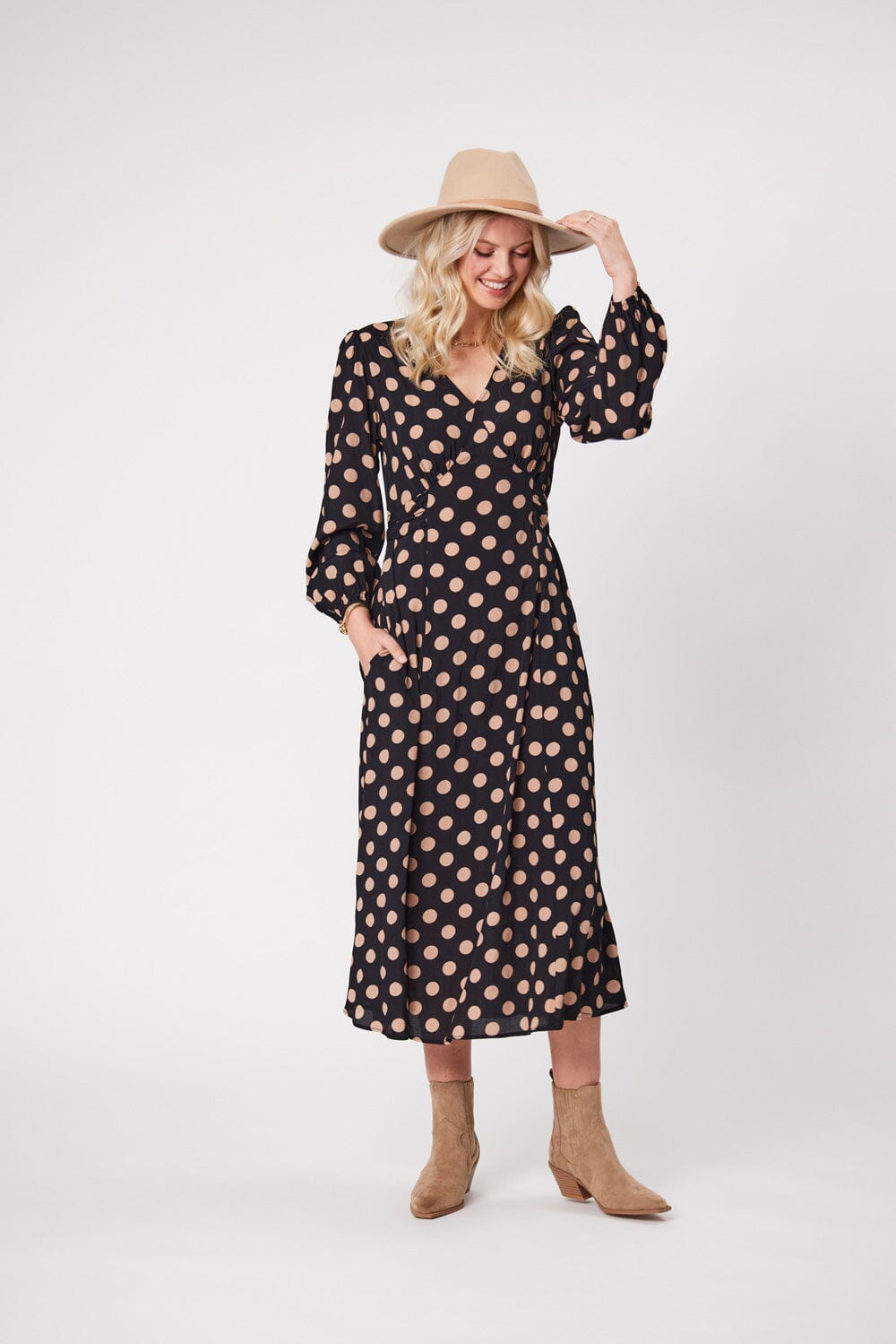 SABRINA DRESS LATTE POLKADOT9420080010057