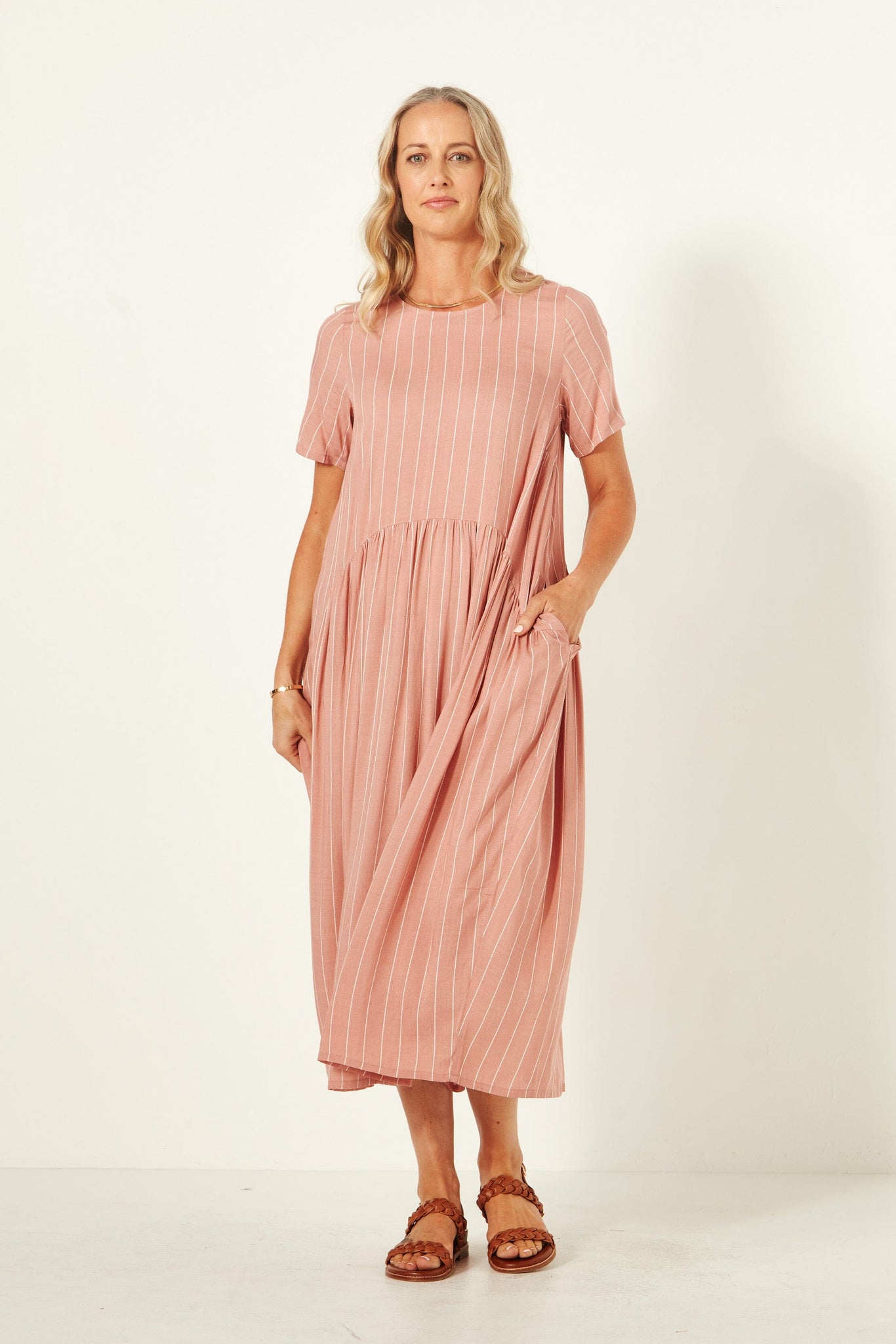 Monroe Dress - Nude Stripe