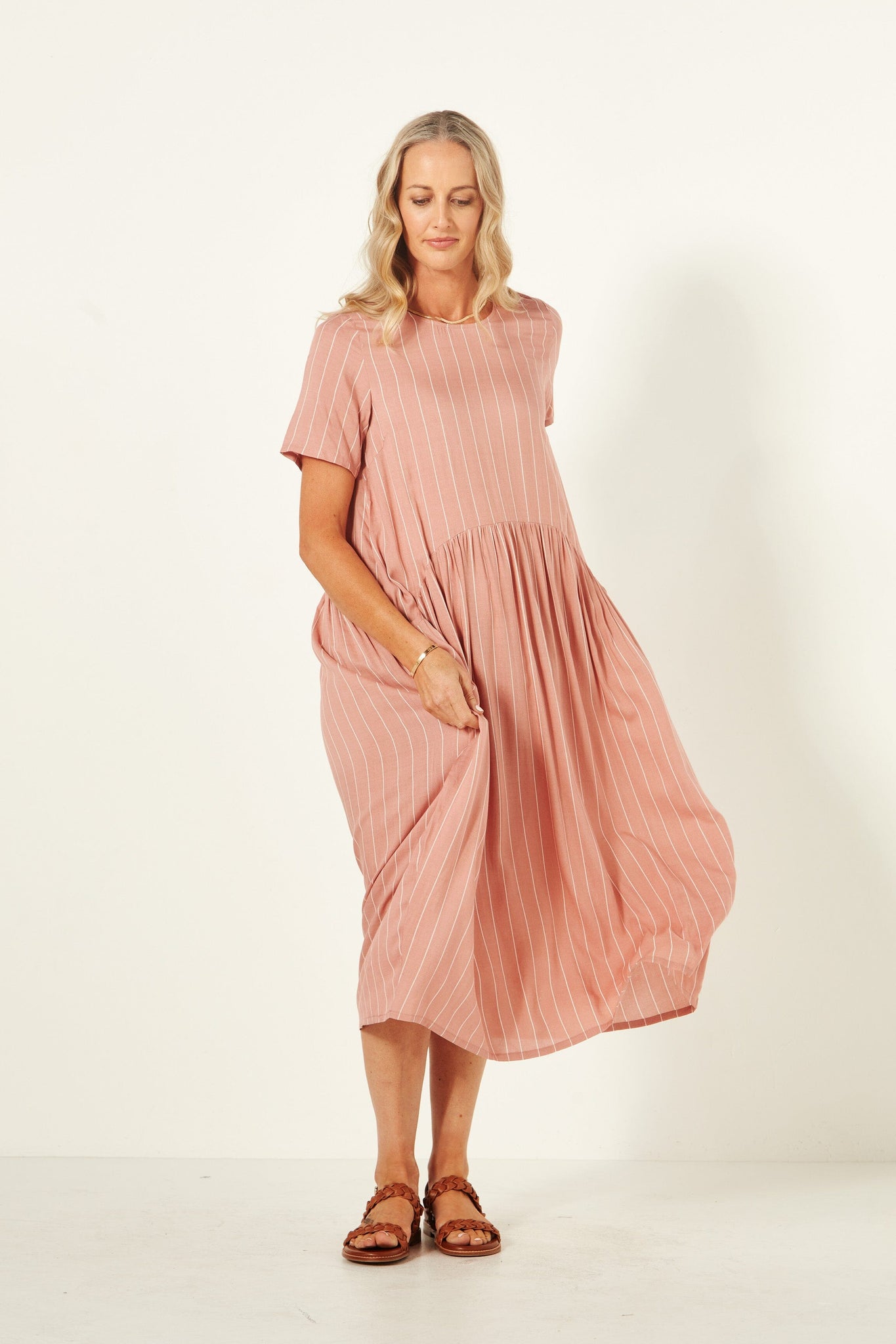 Monroe Dress - Nude Stripe