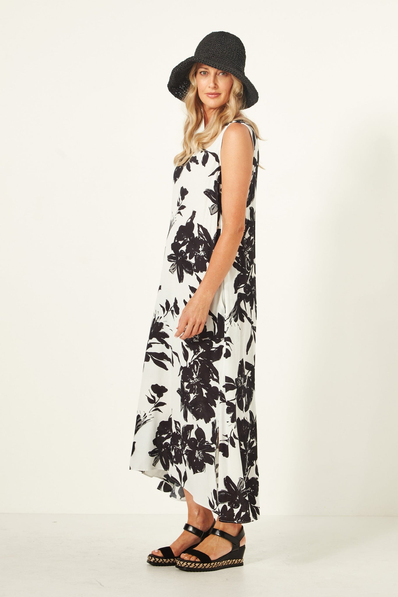 Ana Dress Black White Print