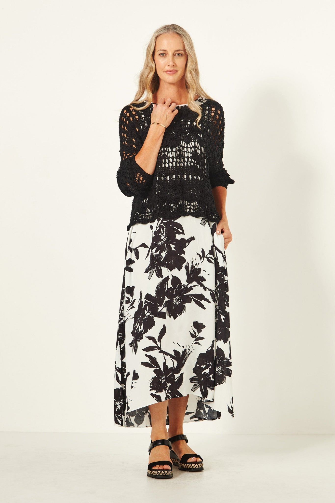 Ana Dress Black White Print