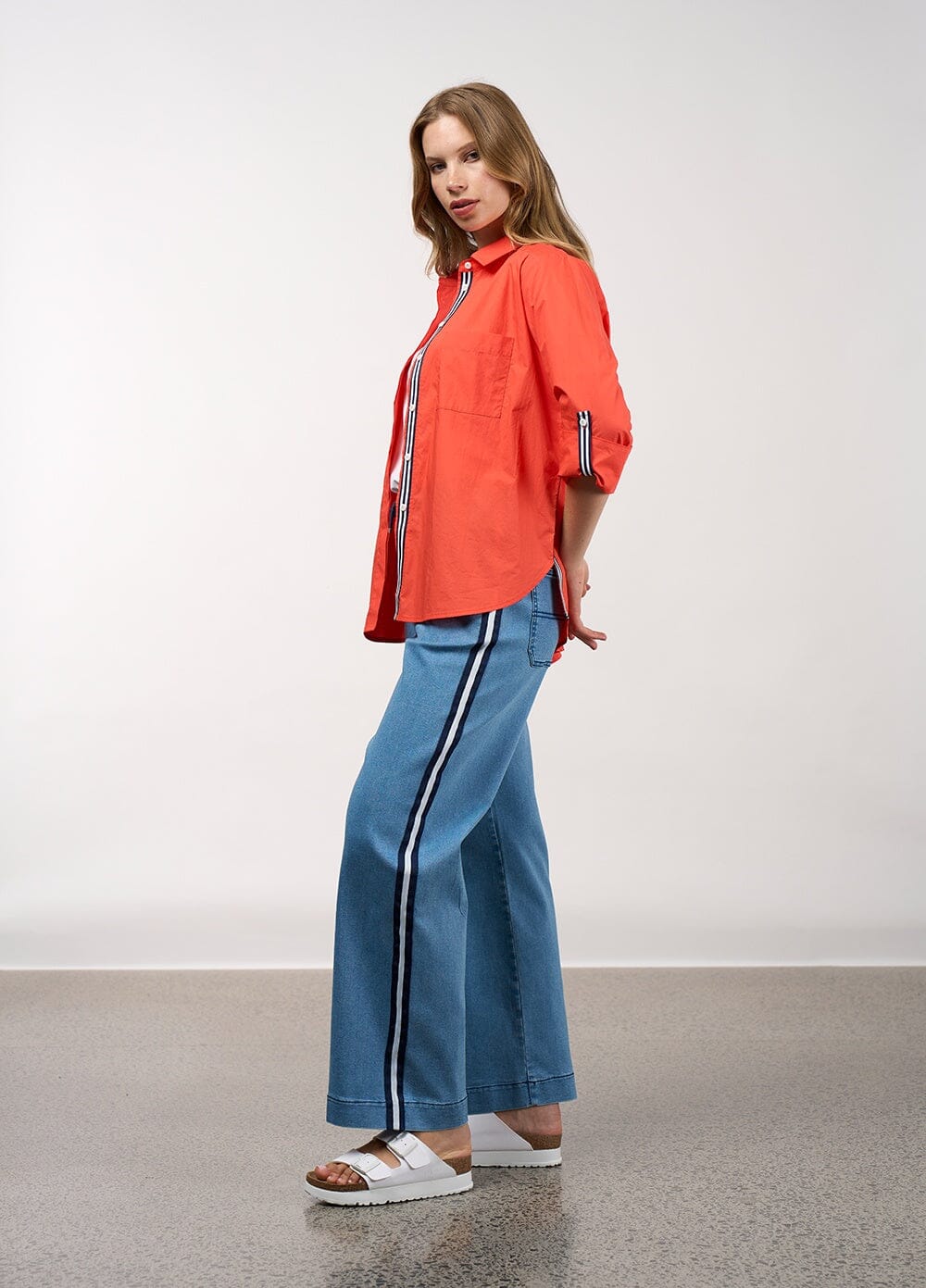Mixed Media Shirt Tangerine