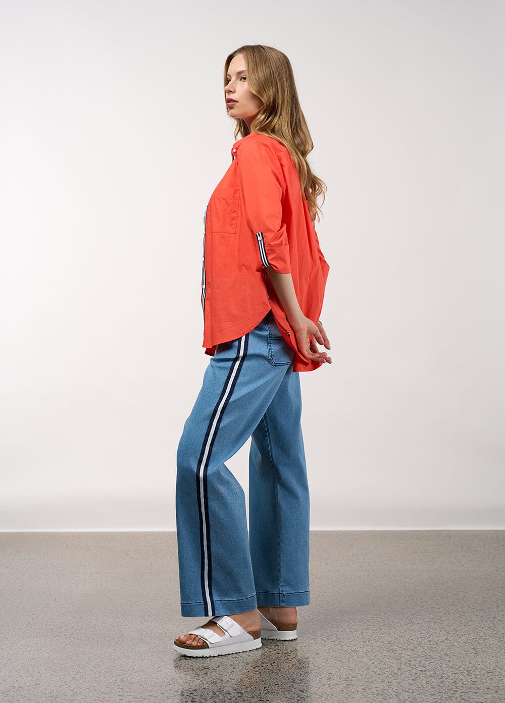 Mixed Media Shirt Tangerine