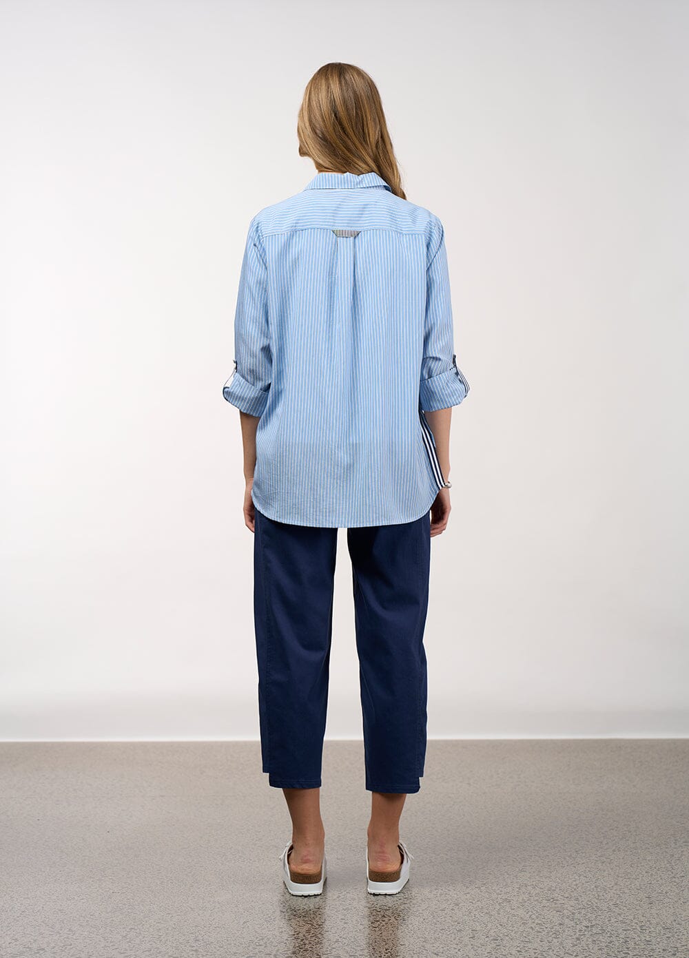 Mixed Media Stripe Shirt Chambray