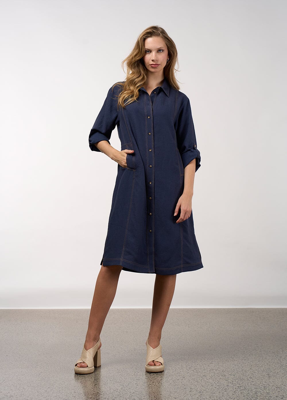 Aspect Trench Dress Navy.