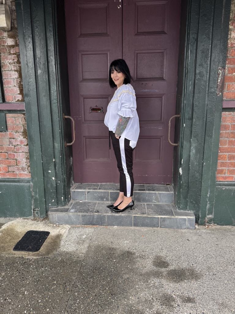 Essential Pant Cotton Twill/W Satin Stripe Ivory