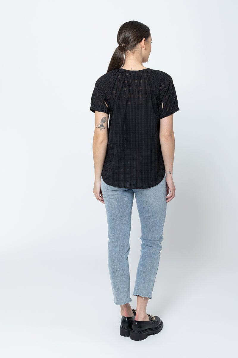 SS SANTORINI TOP BLACK SHEER CHECK