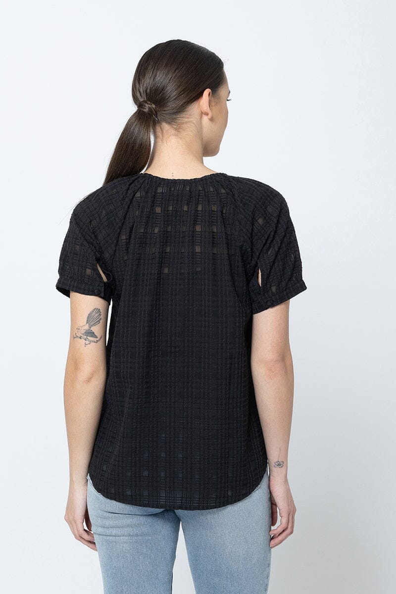 SS SANTORINI TOP BLACK SHEER CHECK