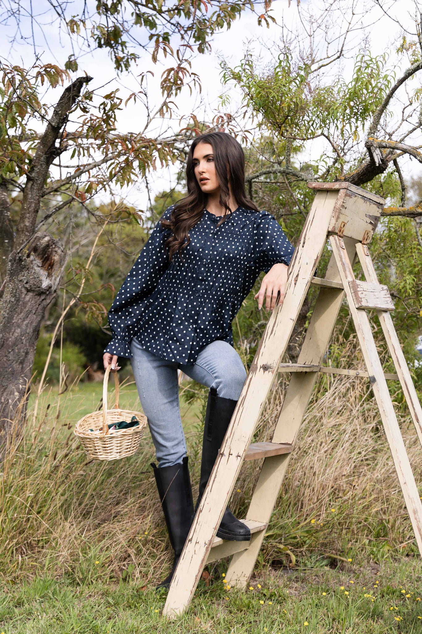 Bonita Top Navy Spot
