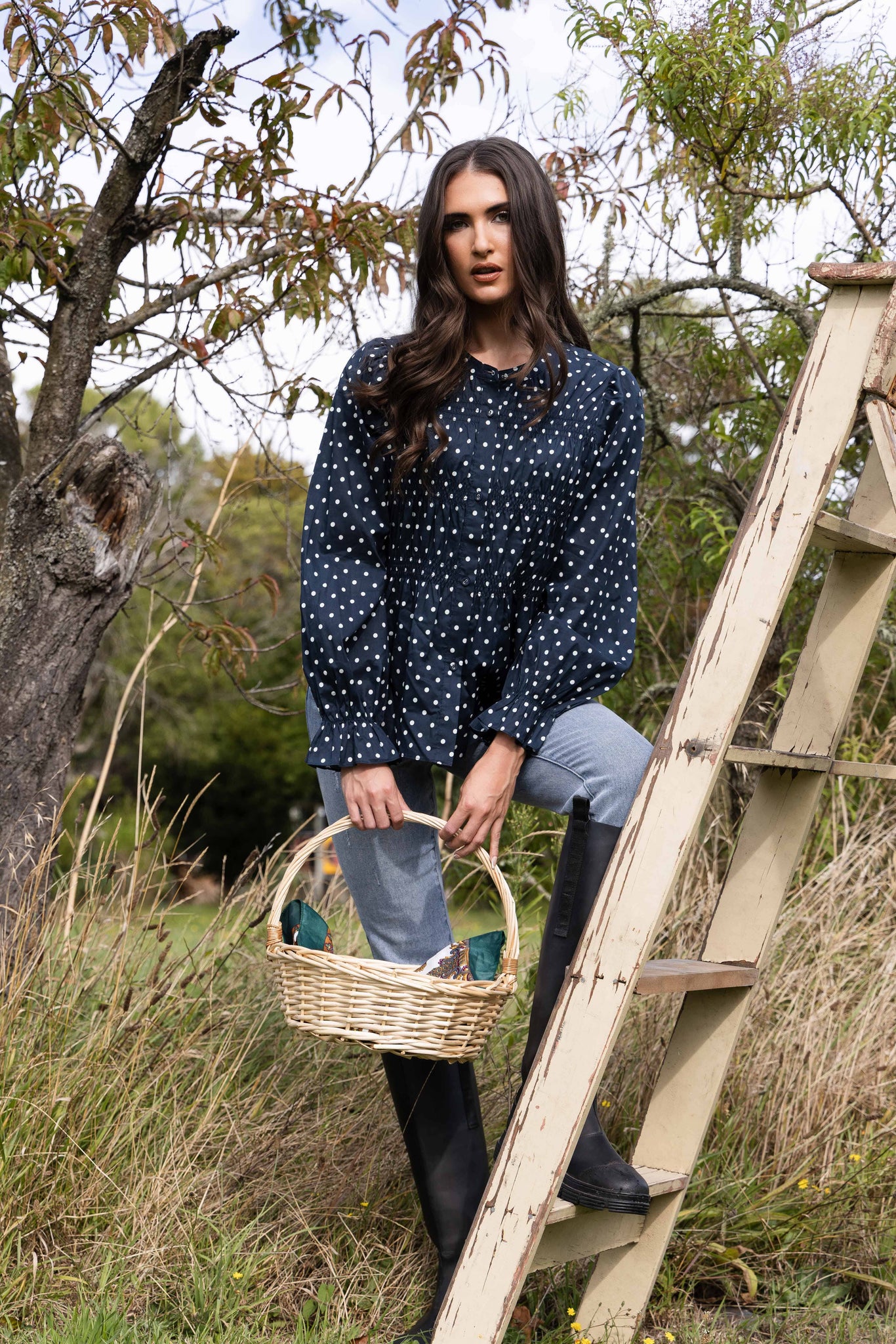 Bonita Top Navy Spot