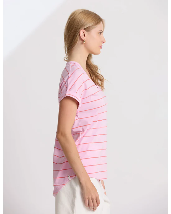 Soho Cuff V Tee Candy/Red Stripe