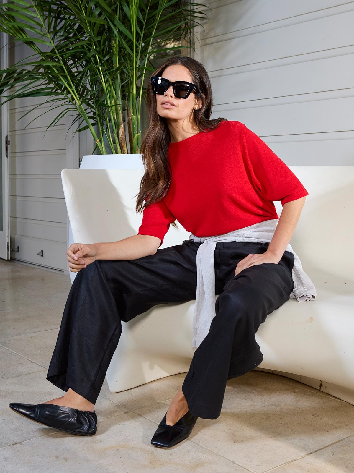 Echo Knit Tee  Scarlet