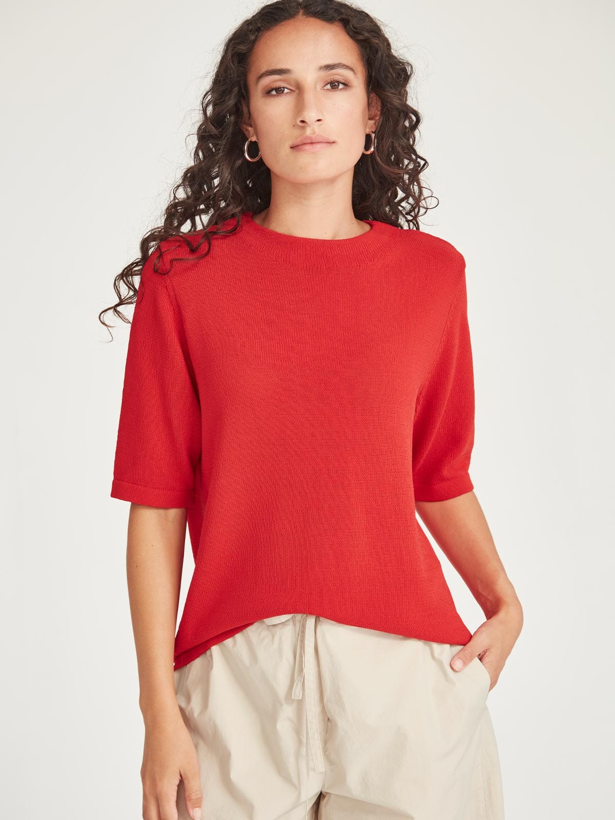 Echo Knit Tee  Scarlet