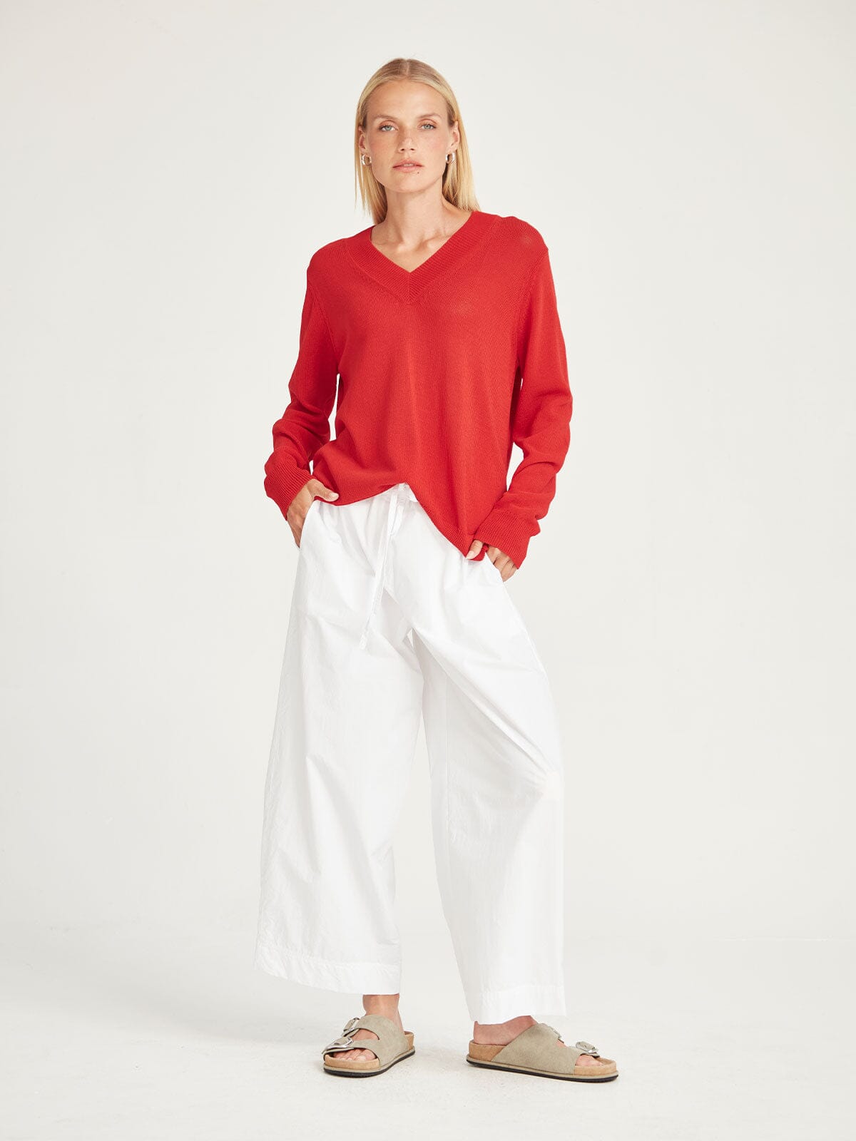 Carnival V Neck Sweater Scarlet