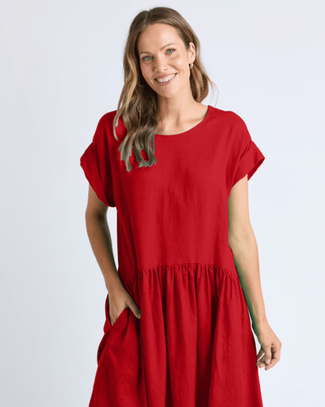 Sunset Hour Solid Dress Poppy