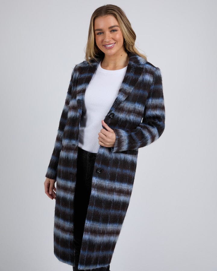 BENNETT COAT CHOCOLATE AND BLUE CHECK