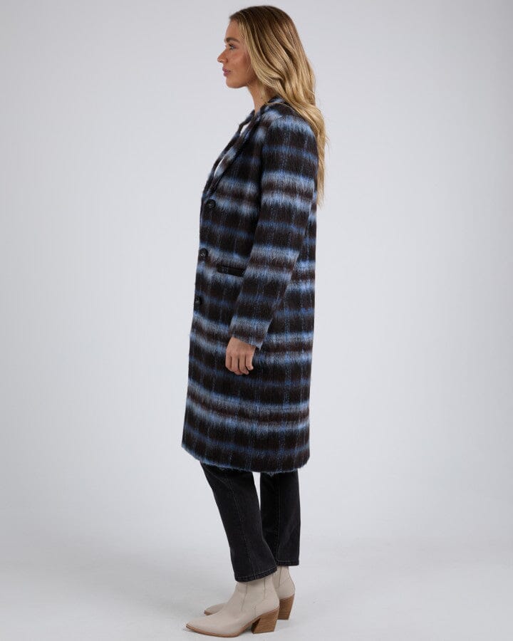 BENNETT COAT CHOCOLATE AND BLUE CHECK