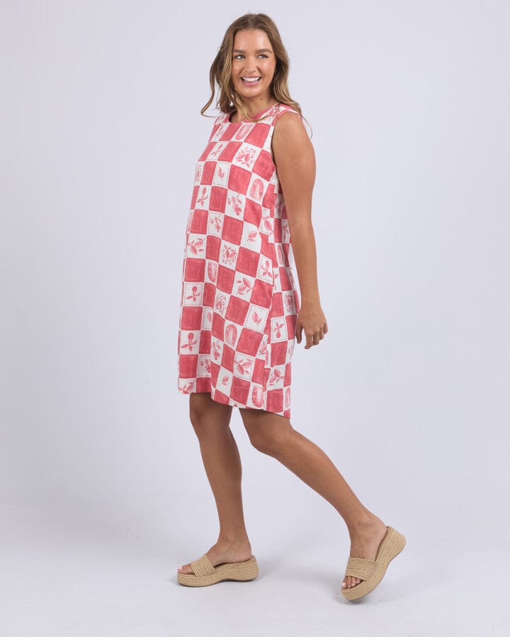 Biarittz Dress Crimson Print