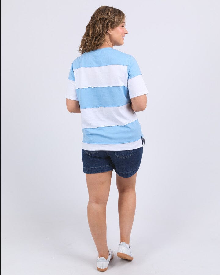 Bold Stripe Tee Azure Blue/White