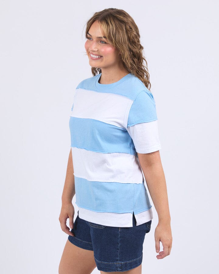 Bold Stripe Tee Azure Blue/White