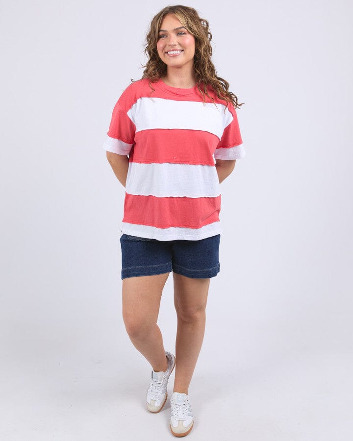 Bold Stripe Tee Cayenne/White