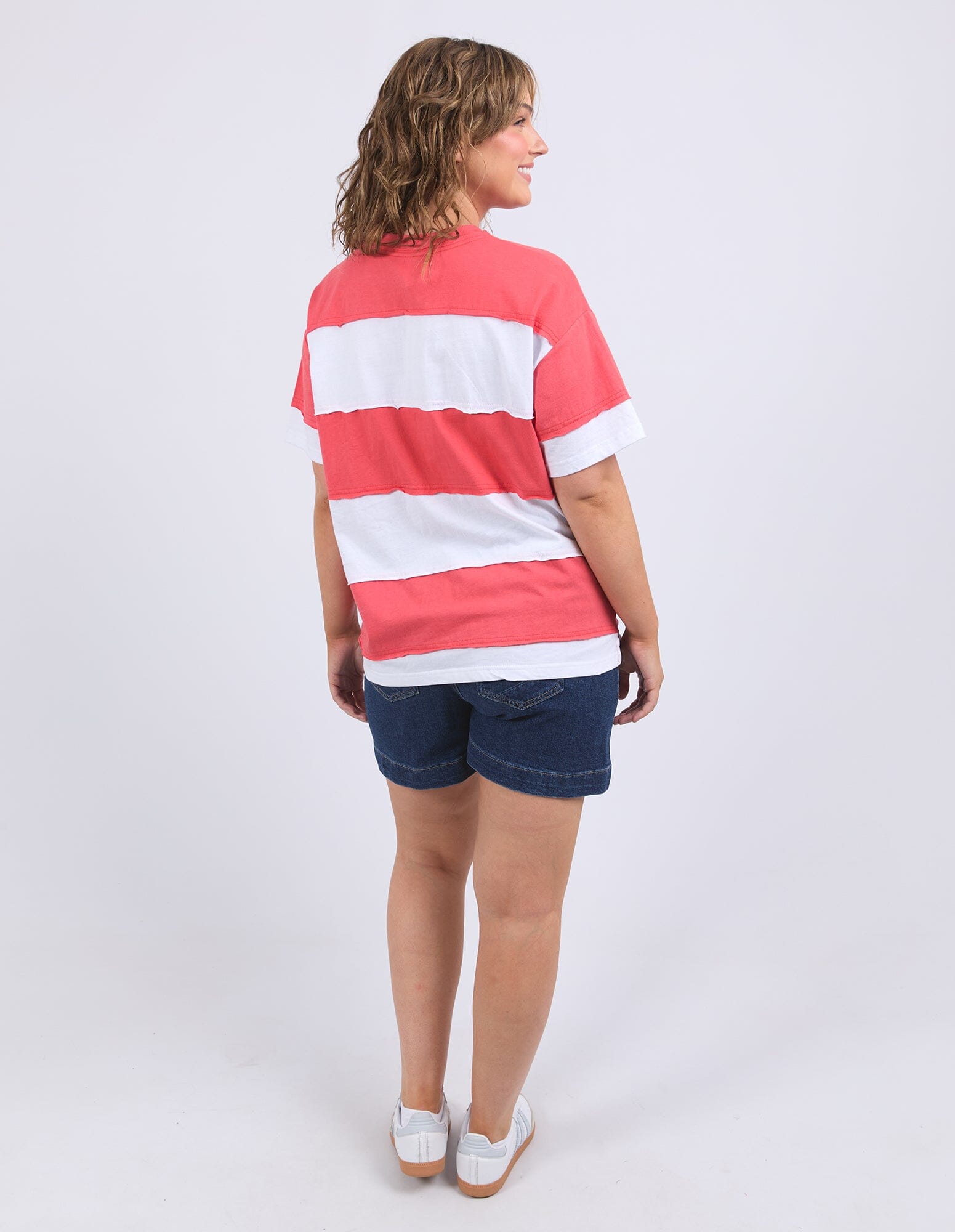 Bold Stripe Tee Cayenne/White